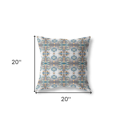 18" X 18" Off White And Brown Abstract Blown Seam Suede Throw Pillow