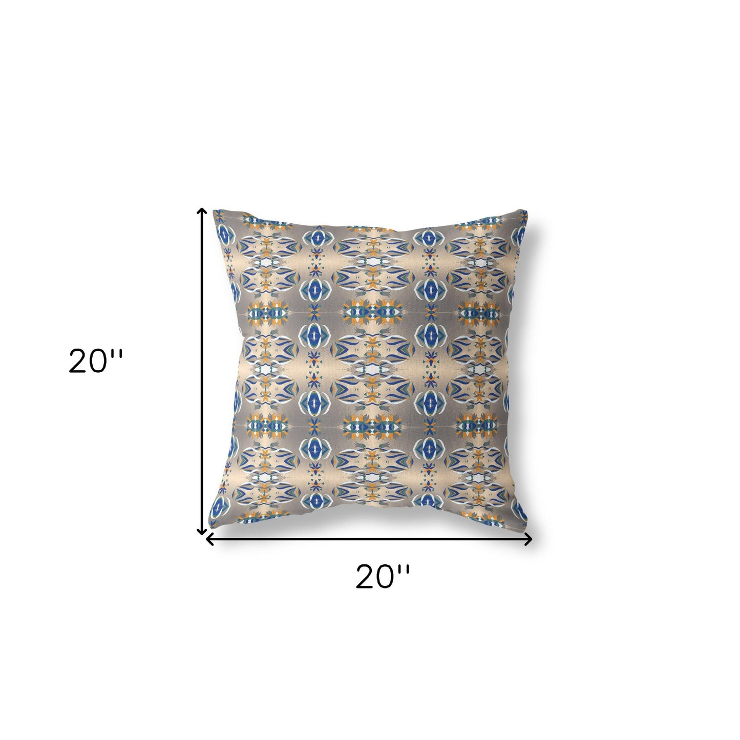 18" X 18" Brown And Blue Abstract Blown Seam Suede Throw Pillow