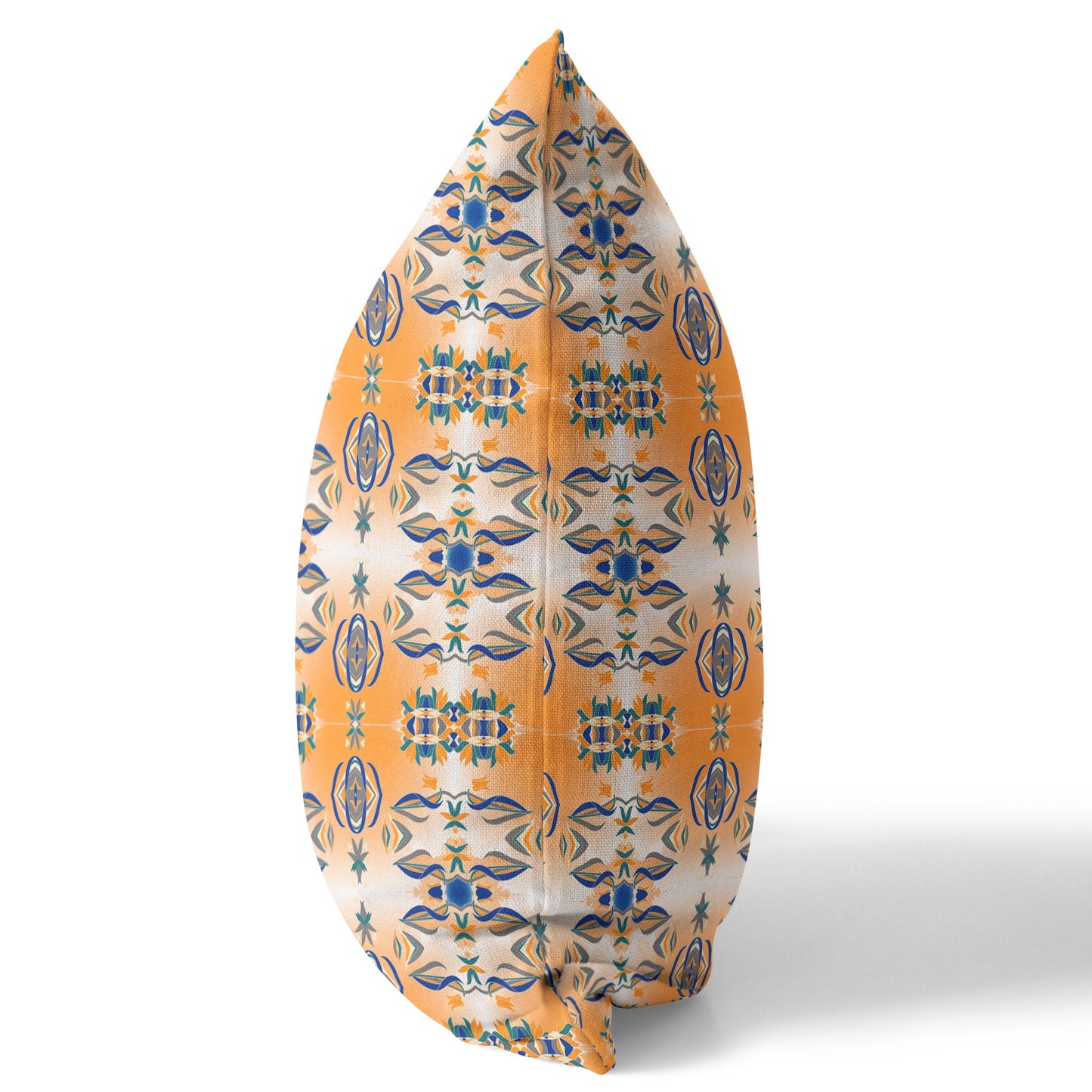 18" X 18" Orange And Gray Abstract Blown Seam Suede Throw Pillow