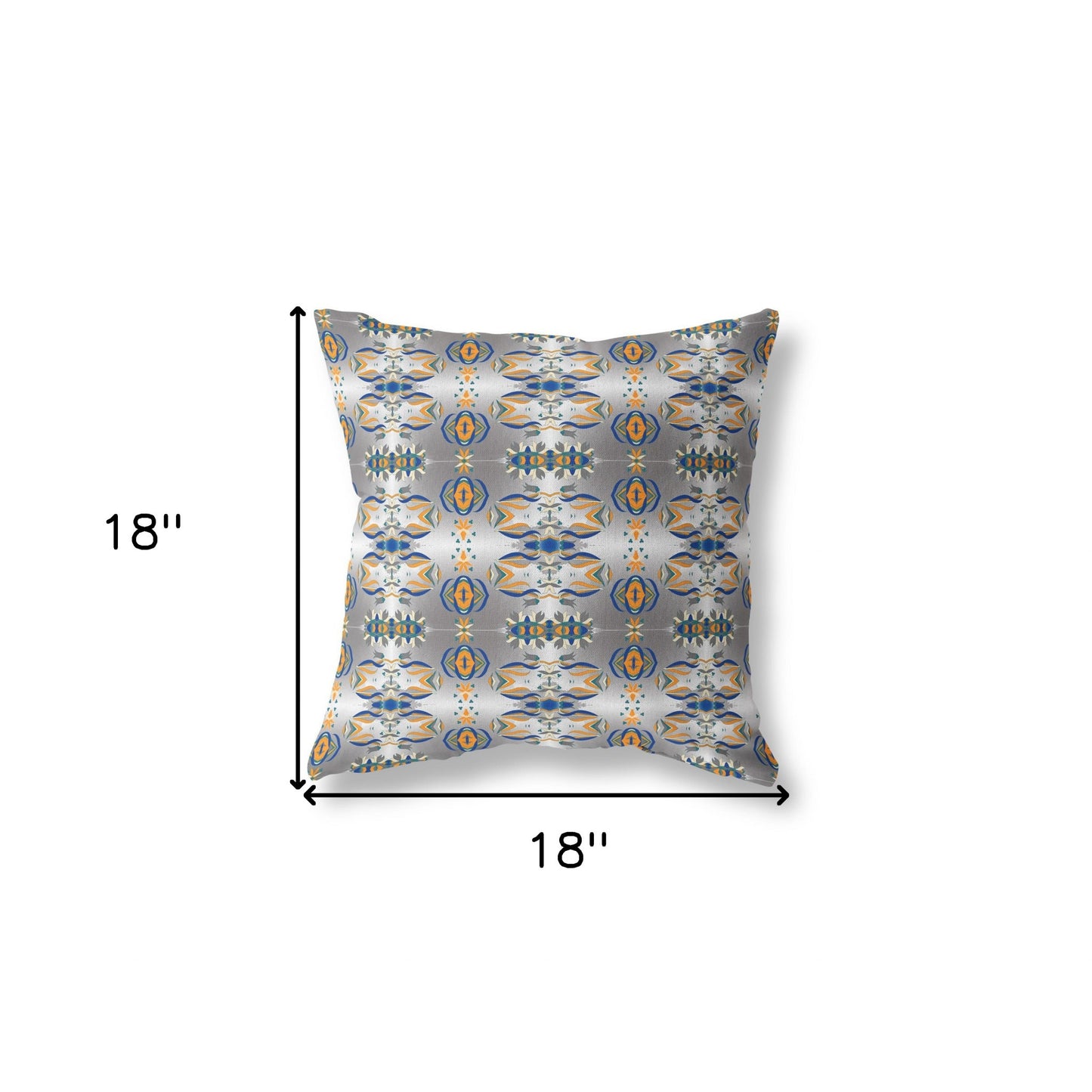 18" X 18" Gray And Orange Abstract Blown Seam Suede Throw Pillow