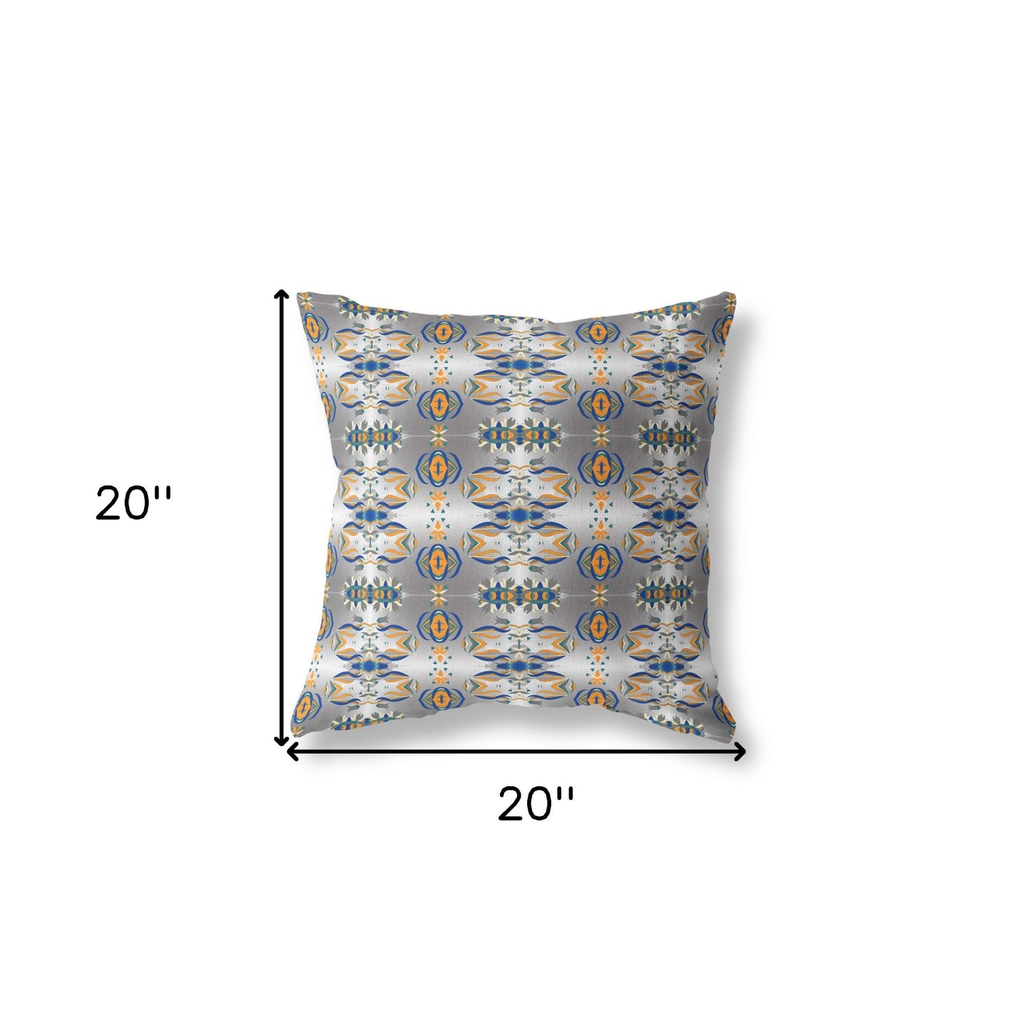 18" X 18" Gray And Orange Abstract Blown Seam Suede Throw Pillow