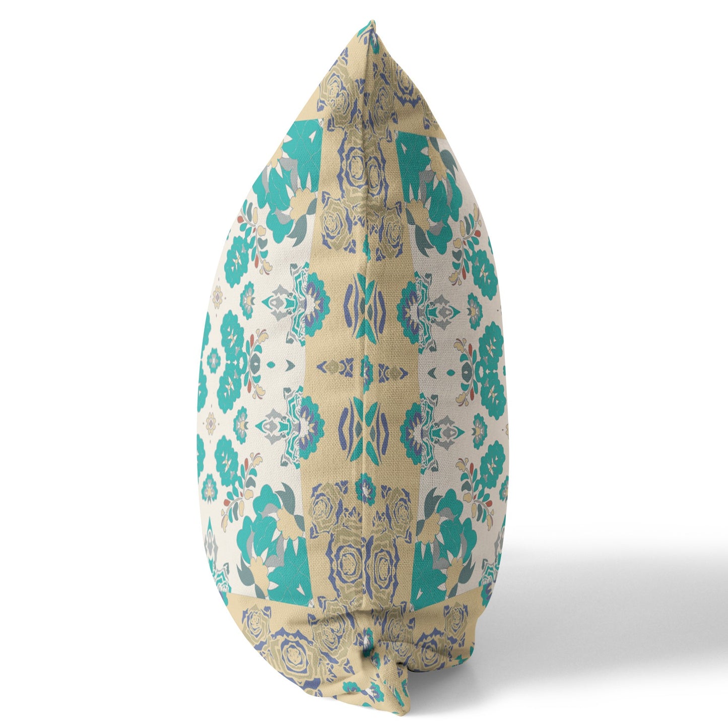 18" X 18" Yellow And White Floral Blown Seam Suede Throw Pillow