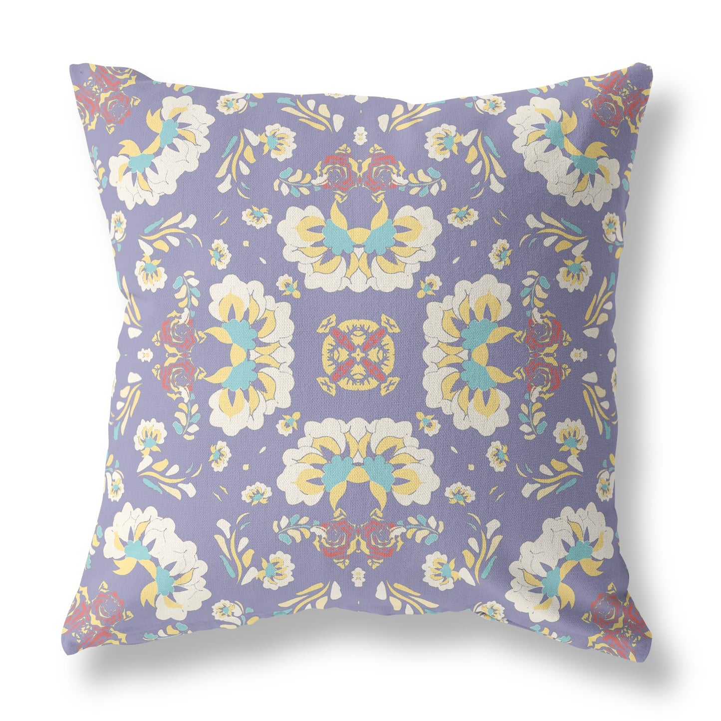 18" X 18" Purple Floral Blown Seam Suede Throw Pillow