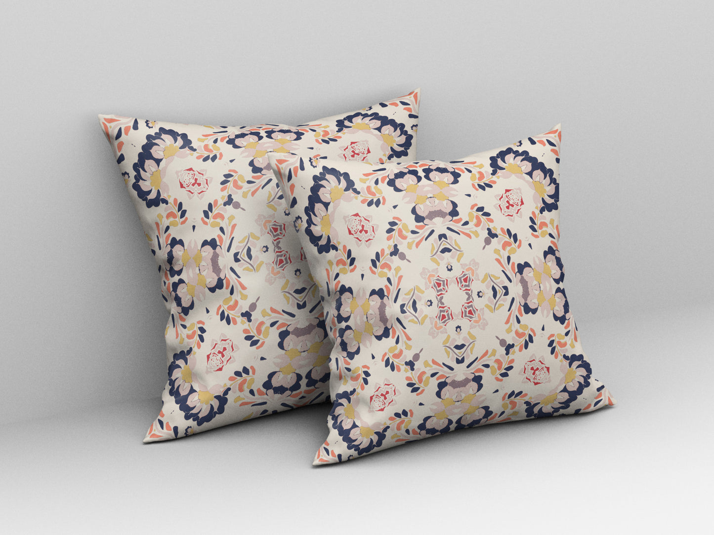 18" X 18" White And Blue Abstract Blown Seam Suede Throw Pillow