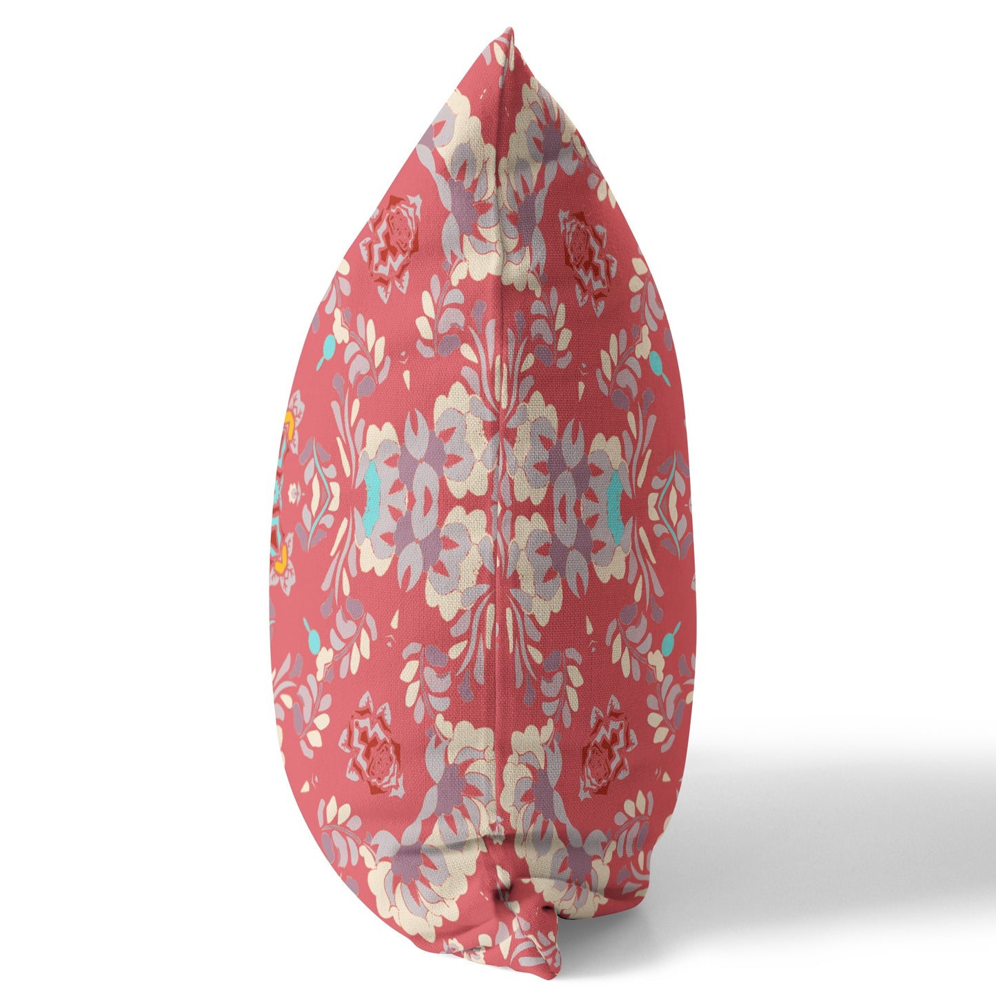 18" X 18" Red Abstract Blown Seam Suede Throw Pillow