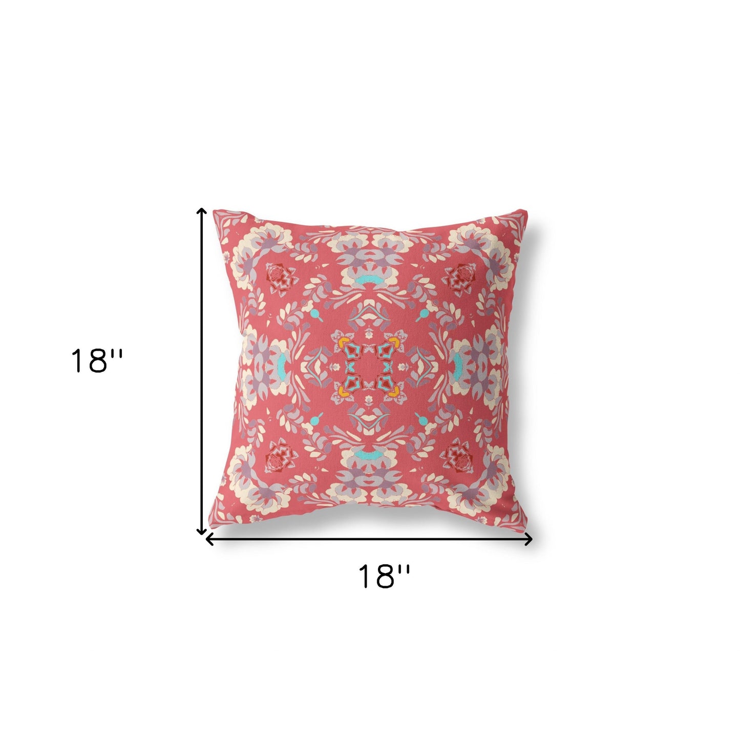 18" X 18" Red Abstract Blown Seam Suede Throw Pillow