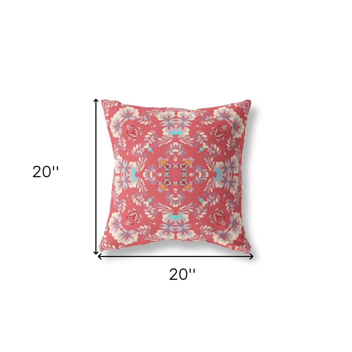 18" X 18" Red Abstract Blown Seam Suede Throw Pillow