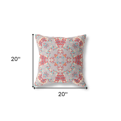 18" X 18" Purple And Red Abstract Blown Seam Suede Throw Pillow