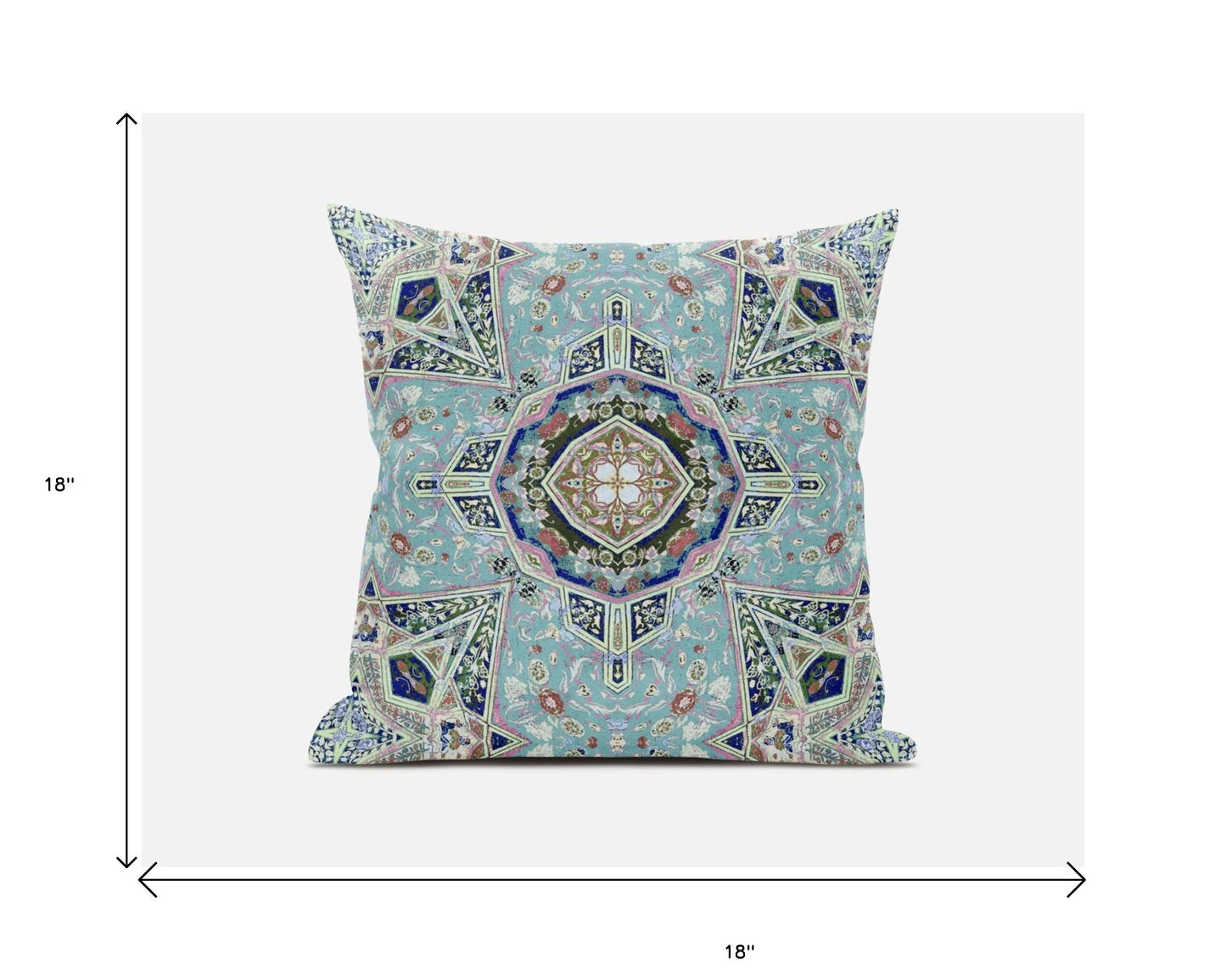 18"X18" Aqua Microsuede Geometric Zippered Pillow