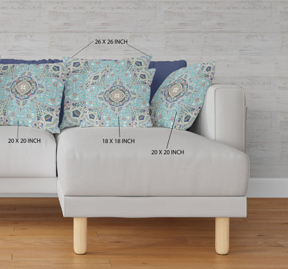 18"X18" Aqua Microsuede Geometric Zippered Pillow