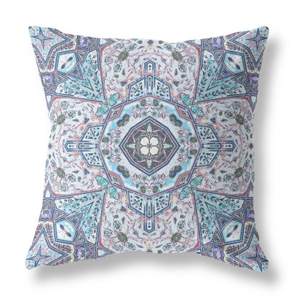 16"X16" Light Blue Microsuede Geometric Zippered Pillow