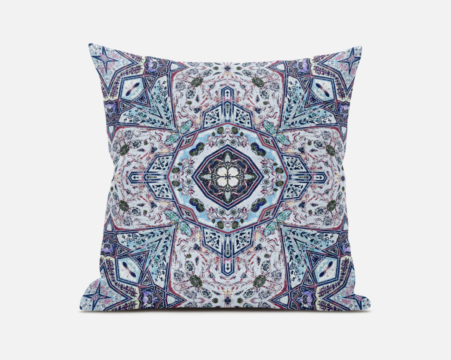 16"X16" Light Blue Microsuede Geometric Zippered Pillow