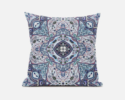 16"X16" Light Blue Microsuede Geometric Zippered Pillow