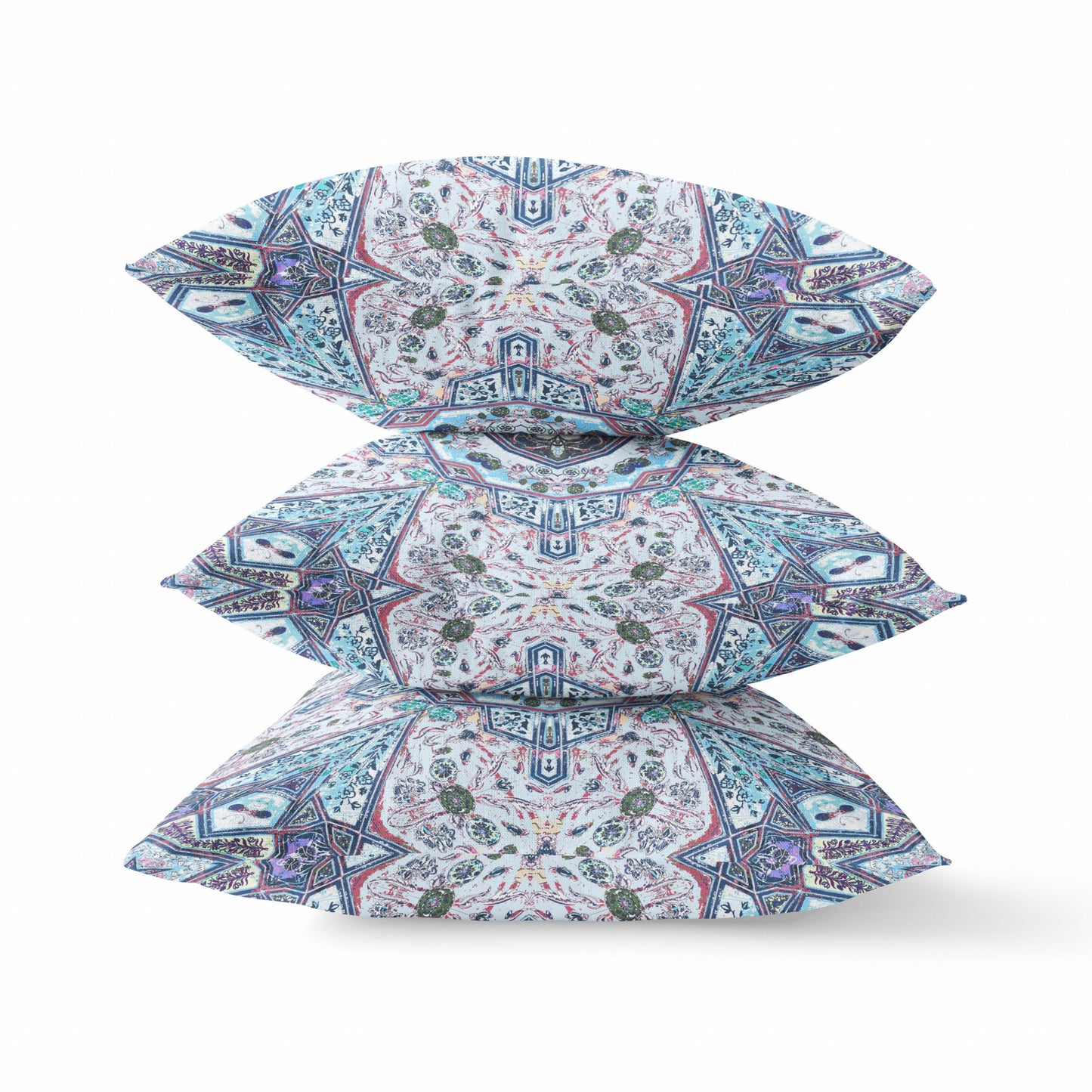 18"X18" Light Blue Microsuede Geometric Zippered Pillow