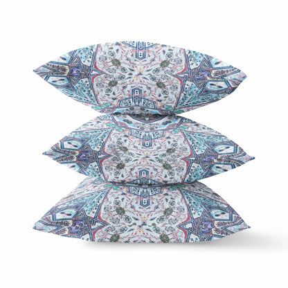 18"X18" Light Blue Microsuede Geometric Zippered Pillow