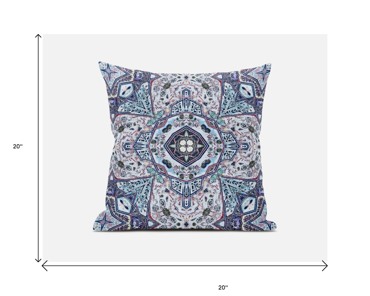 18"X18" Light Blue Microsuede Geometric Zippered Pillow