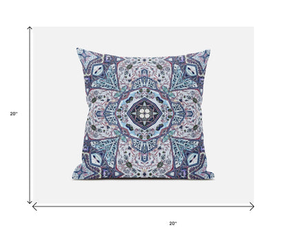 18"X18" Light Blue Microsuede Geometric Zippered Pillow