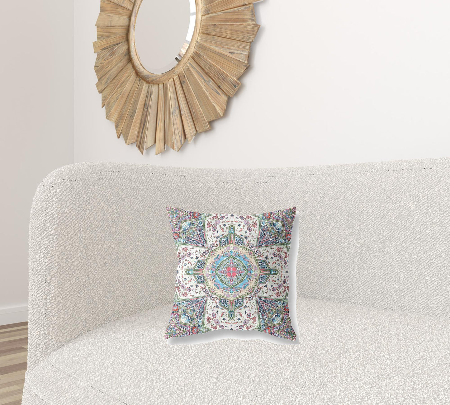 16"X16" Pink And Ivory Microsuede Geometric Zippered Pillow