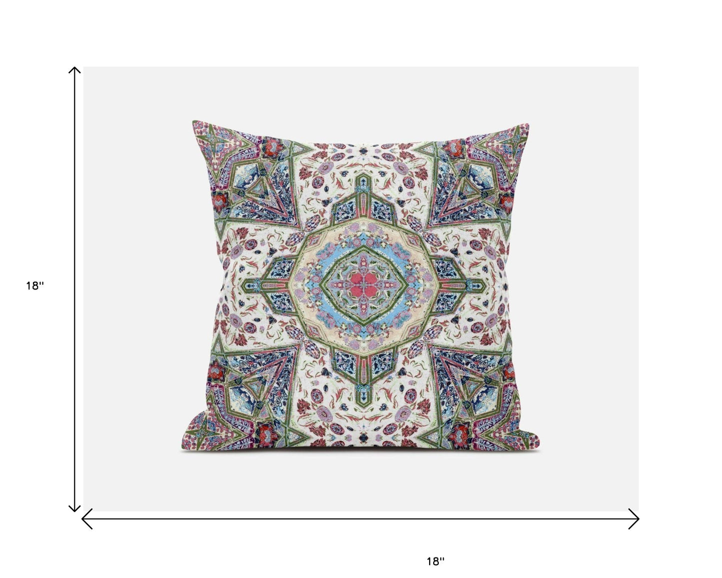 18"X18" Pink And Ivory Microsuede Geometric Zippered Pillow