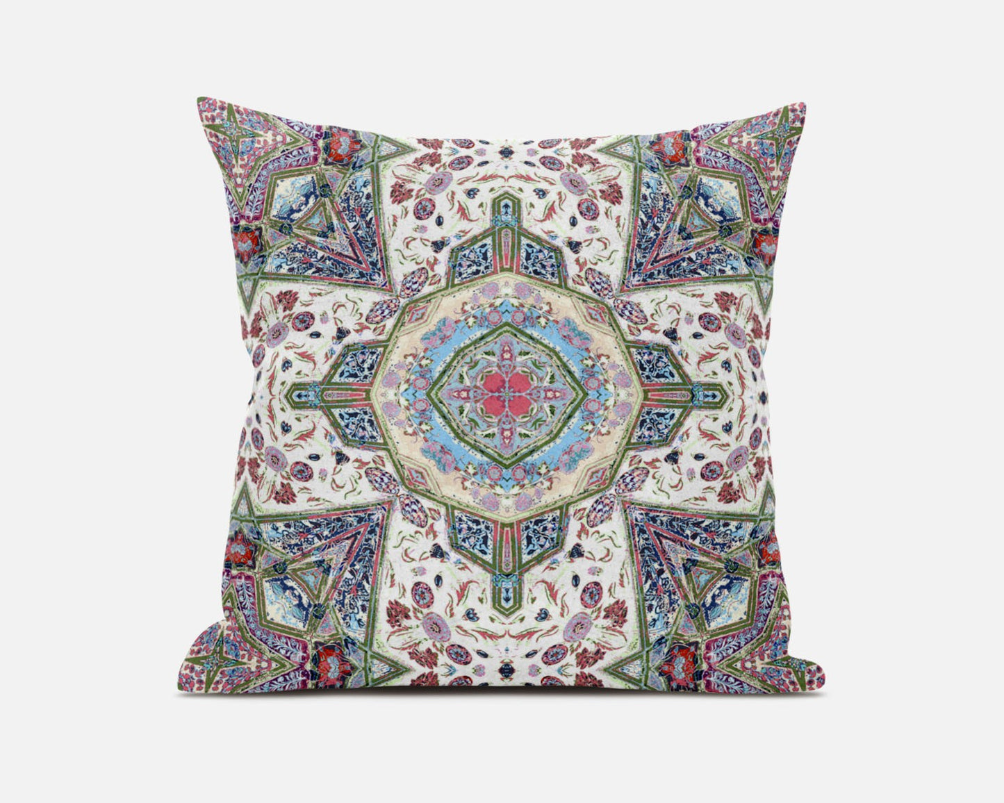 18"X18" Pink And Ivory Microsuede Geometric Zippered Pillow