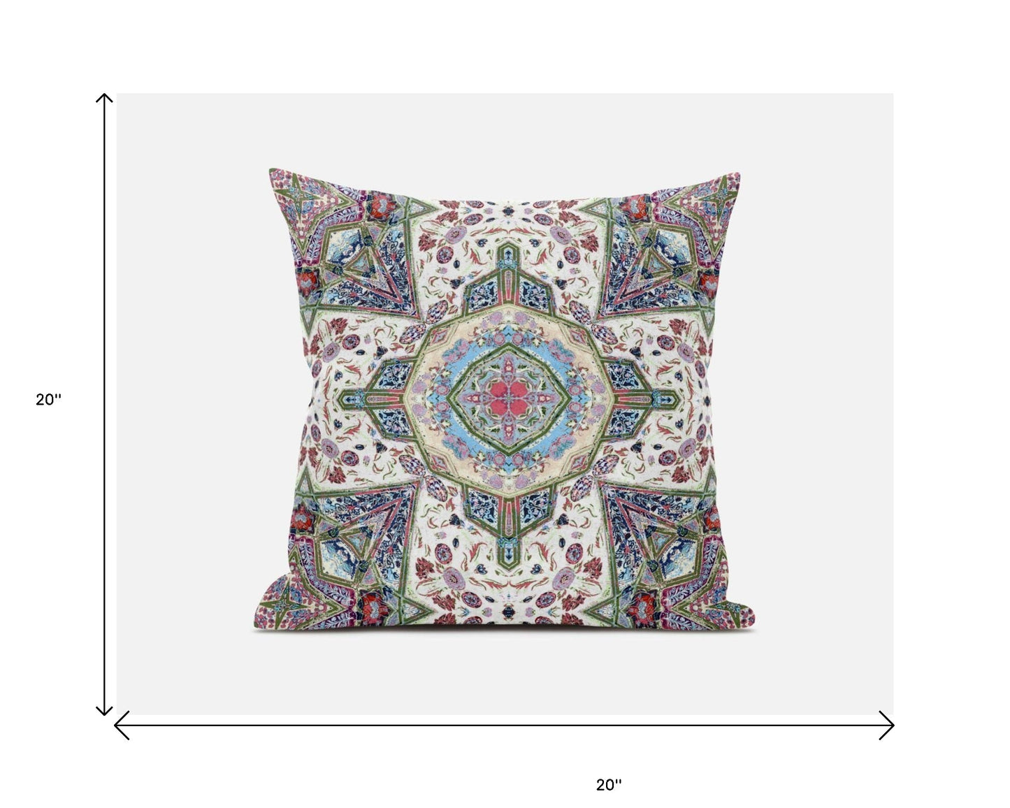 18"X18" Pink And Ivory Microsuede Geometric Zippered Pillow