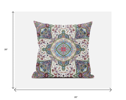18"X18" Pink And Ivory Microsuede Geometric Zippered Pillow