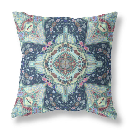 16"X16" Aqua Microsuede Geometric Zippered Pillow
