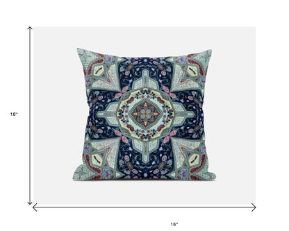 16"X16" Aqua Microsuede Geometric Zippered Pillow