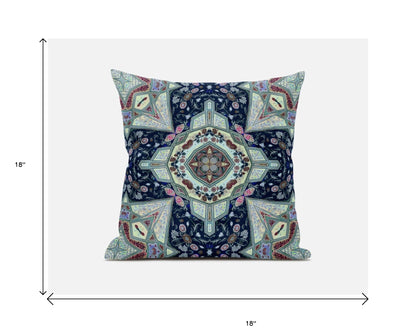 18"X18" Aqua Microsuede Geometric Zippered Pillow