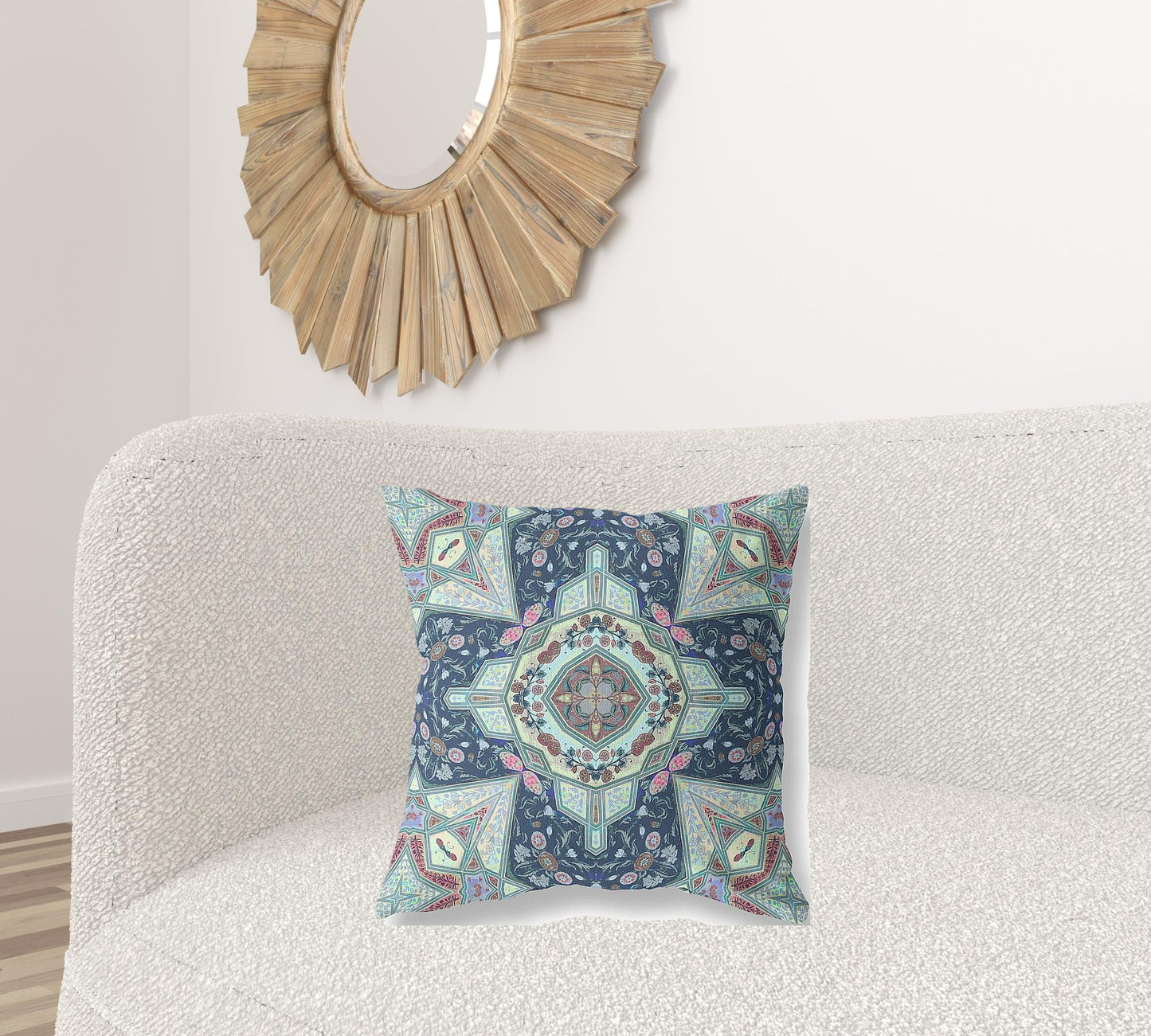 18"X18" Aqua Microsuede Geometric Zippered Pillow