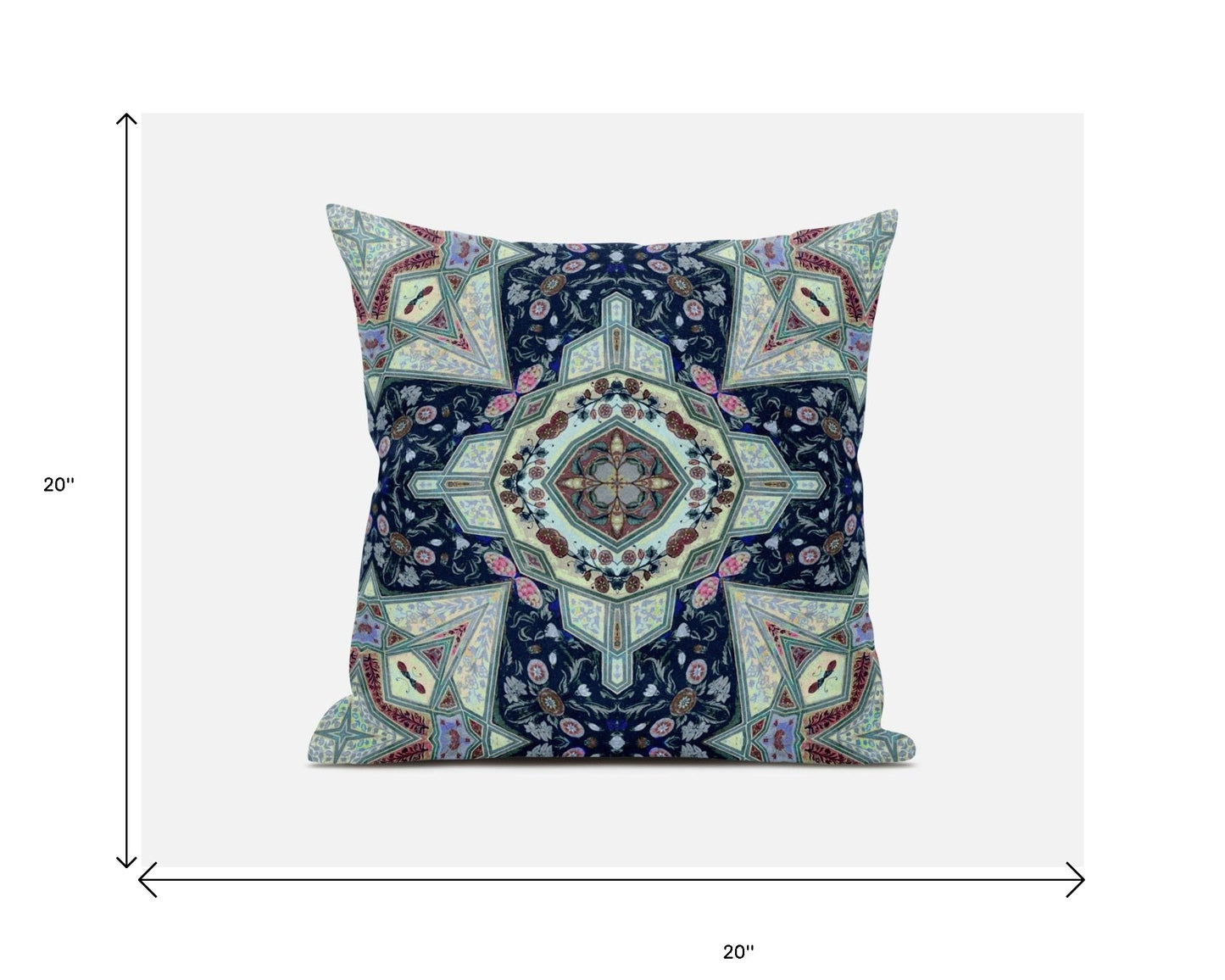 18"X18" Aqua Microsuede Geometric Zippered Pillow