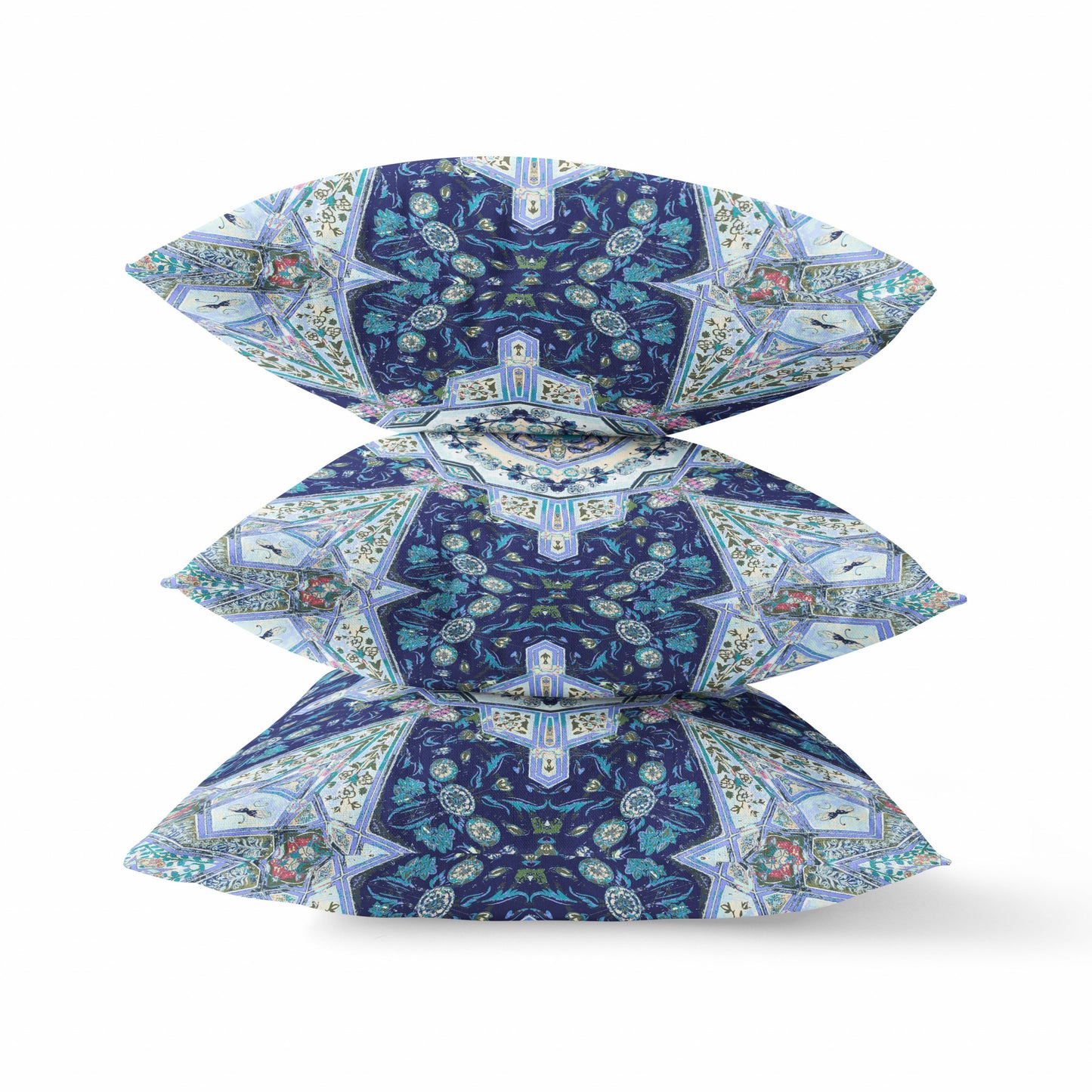 16"X16" Indigo Microsuede Geometric Zippered Pillow