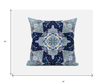 16"X16" Indigo Microsuede Geometric Zippered Pillow