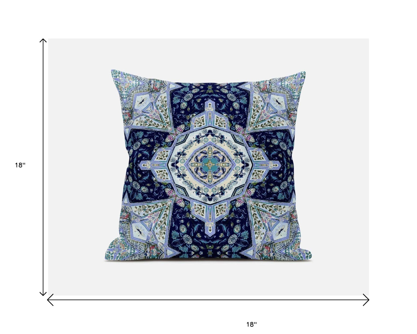 20"X20" Indigo Microsuede Geometric Zippered Pillow
