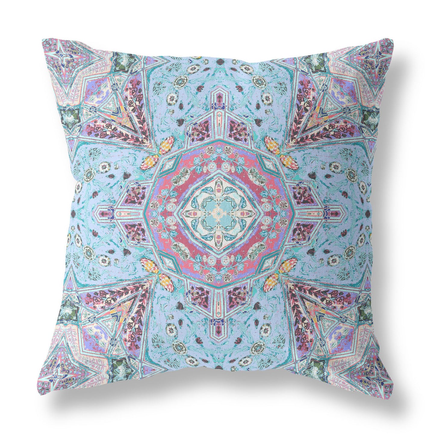 18"X18" Light Blue Microsuede Geometric Zippered Pillow