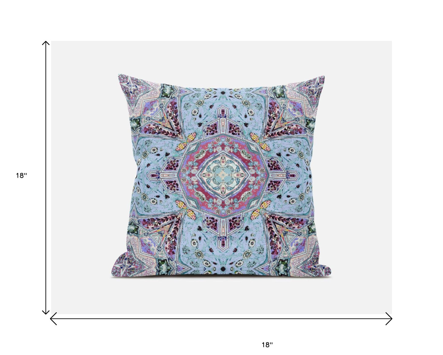 18"X18" Light Blue Microsuede Geometric Zippered Pillow