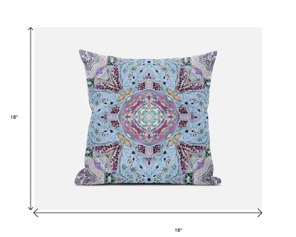 18"X18" Light Blue Microsuede Geometric Zippered Pillow