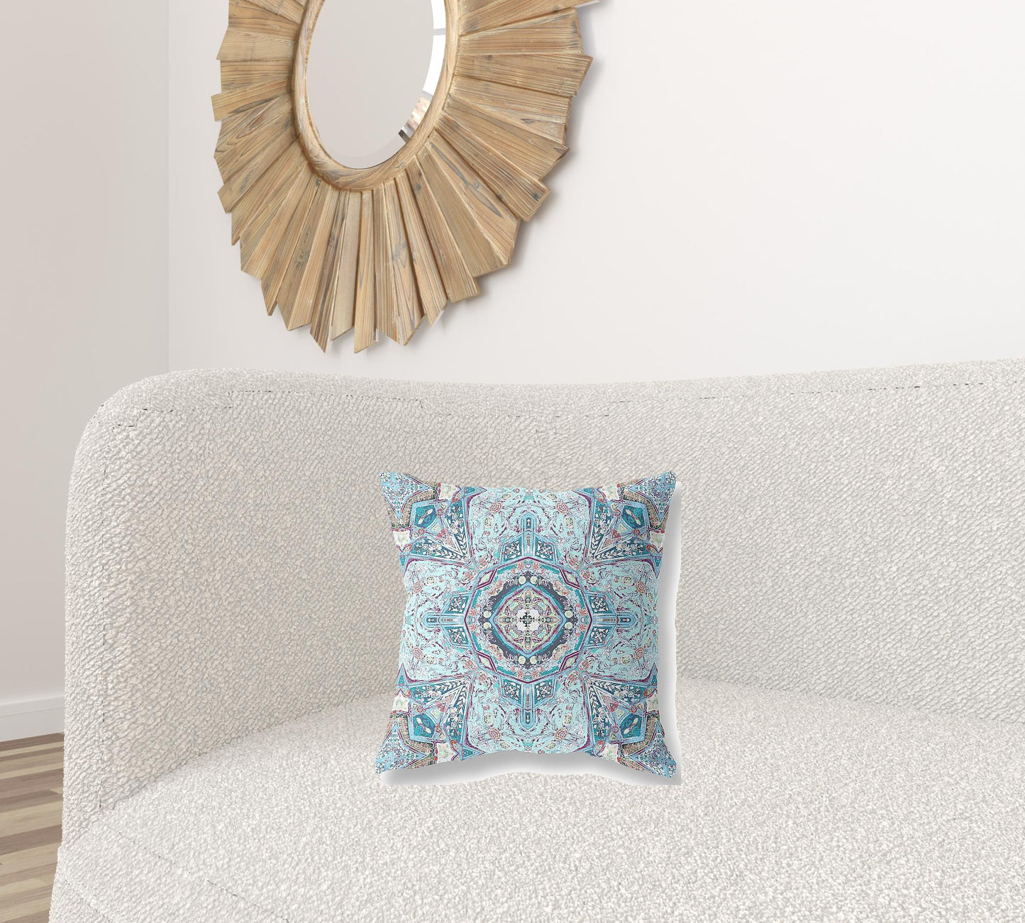 16"X16" Light Blue Microsuede Geometric Zippered Pillow