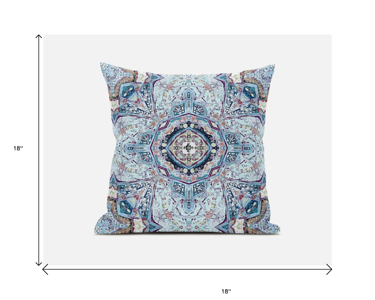 18"X18" Light Blue Microsuede Geometric Zippered Pillow