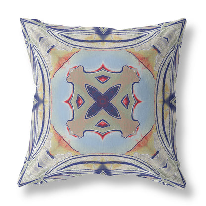 16" X 16" Muted Green Orange Geometric Zippered Suede Throw Pillow