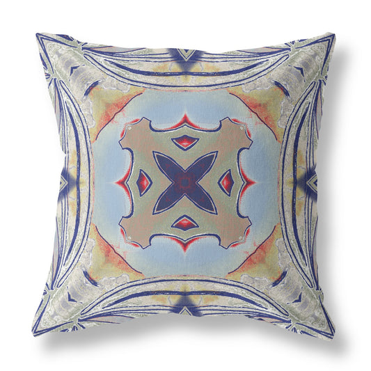 18" X 18" Muted Green Orange Geometric Zippered Suede Throw Pillow