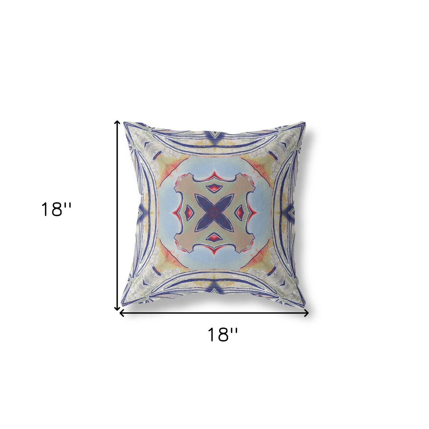 18" X 18" Muted Green Orange Geometric Zippered Suede Throw Pillow