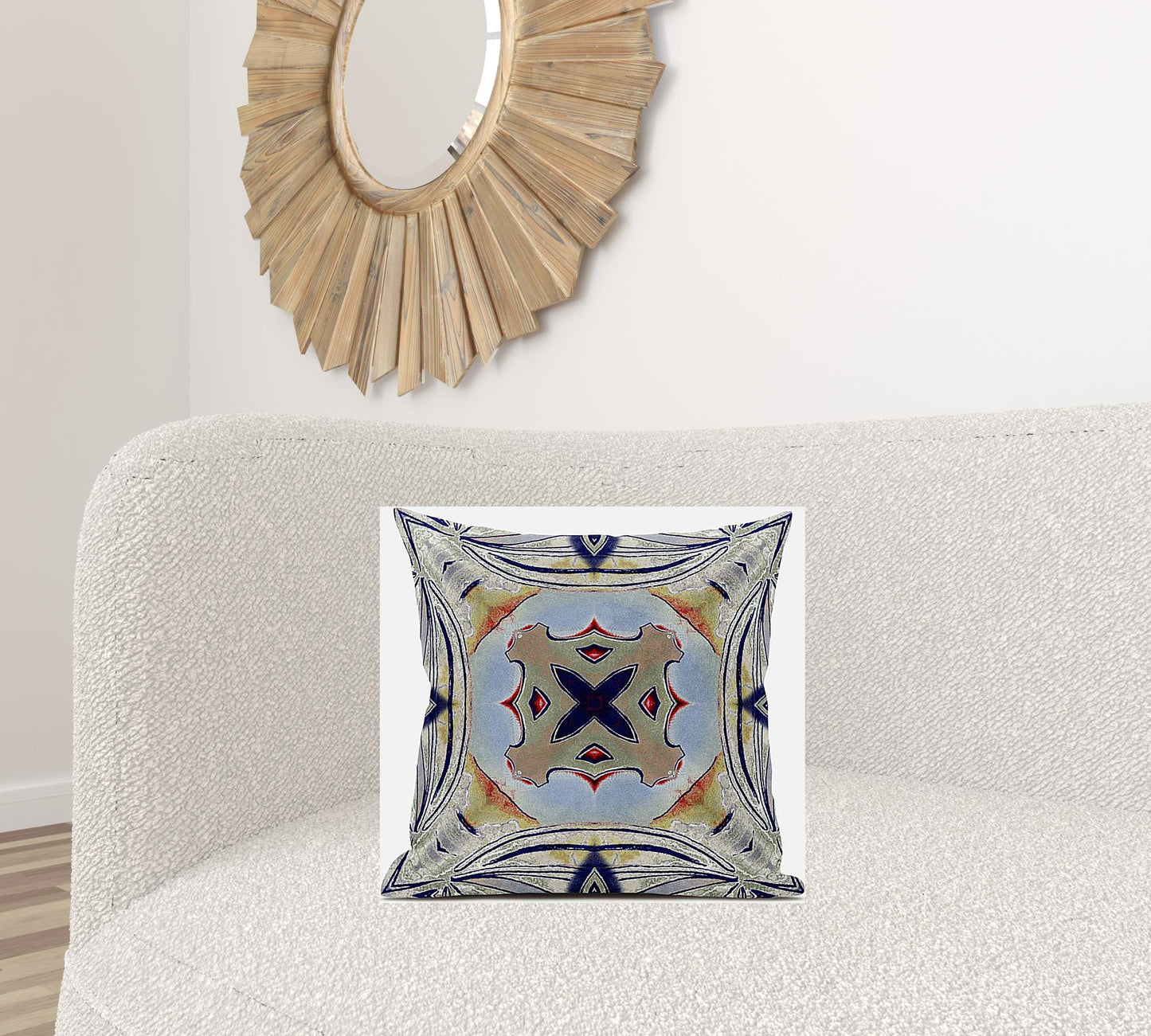 18" X 18" Muted Green Orange Geometric Zippered Suede Throw Pillow