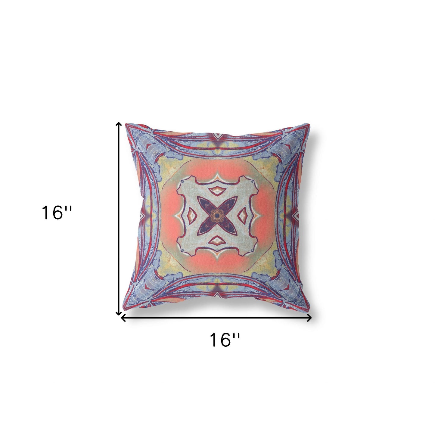 16" X 16" Purple Orange Geometric Zippered Suede Throw Pillow