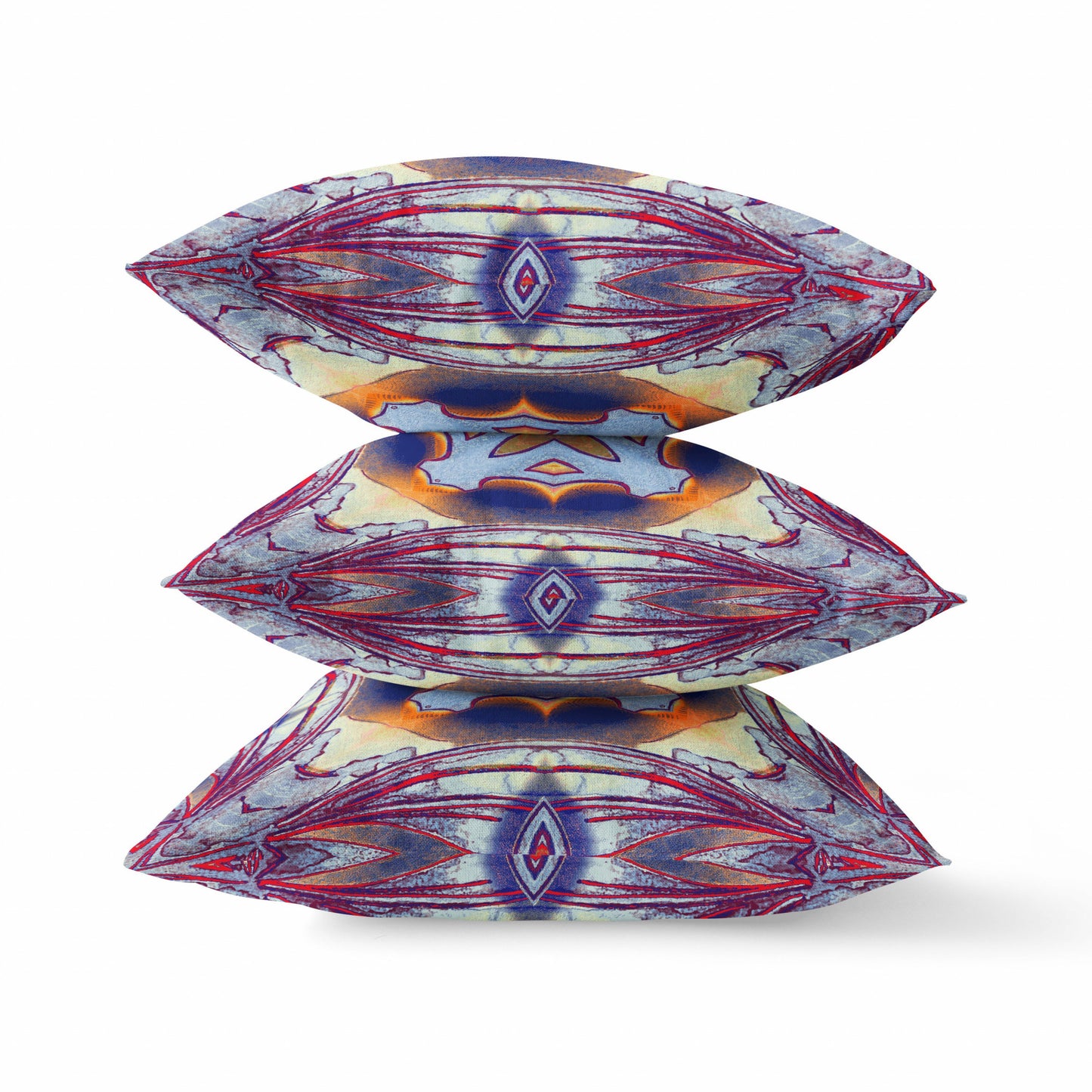 18" X 18" Purple Peach Indigo Muted Yellow Geometric Zippered Suede Throw Pillow