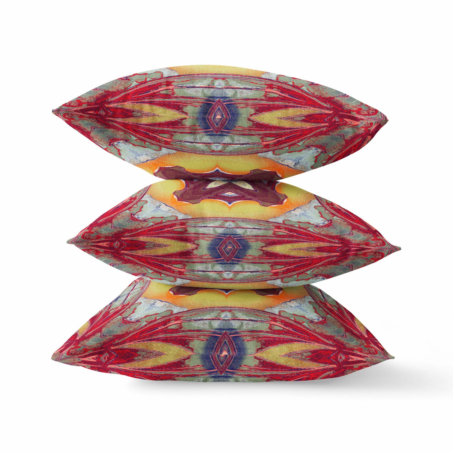 18" X 18" Yellow Red Magenta Green Geometric Zippered Suede Throw Pillow
