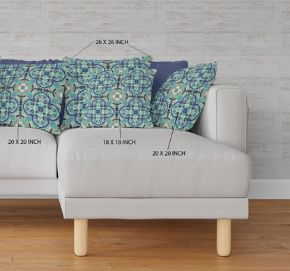 18"X18" Aquamarine Microsuede Quatrefoil Zippered Pillow