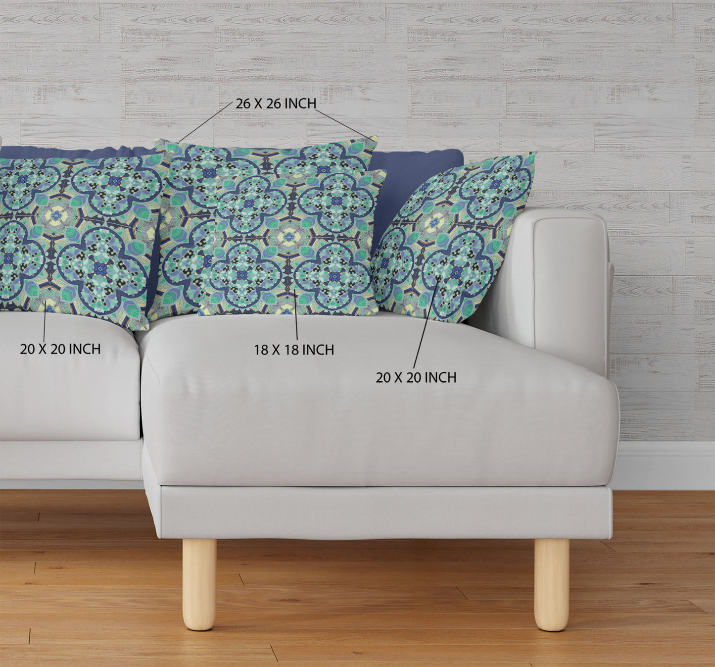18"X18" Aquamarine Microsuede Quatrefoil Zippered Pillow