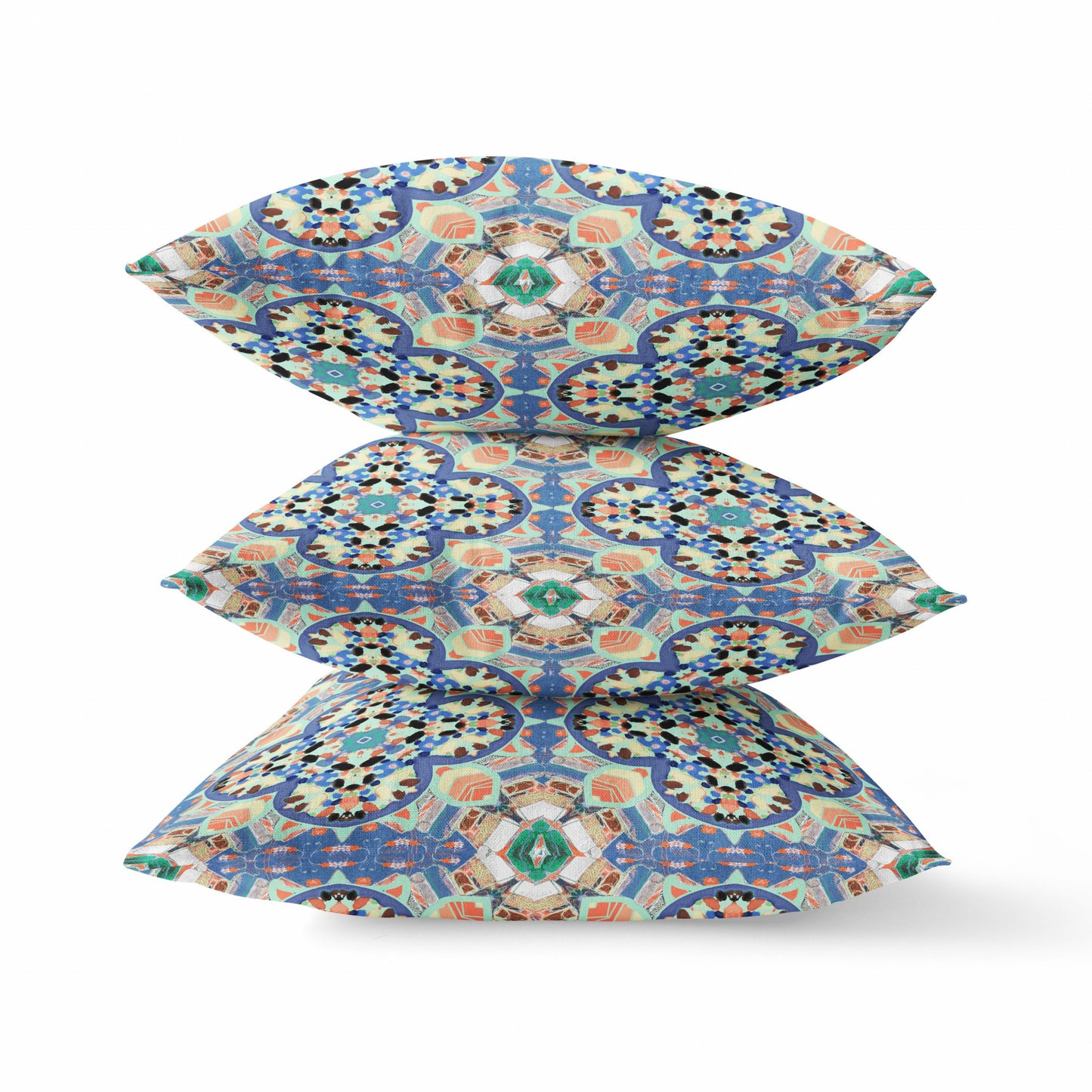 16"X16" Blue And Purple Microsuede Quatrefoil Zippered Pillow