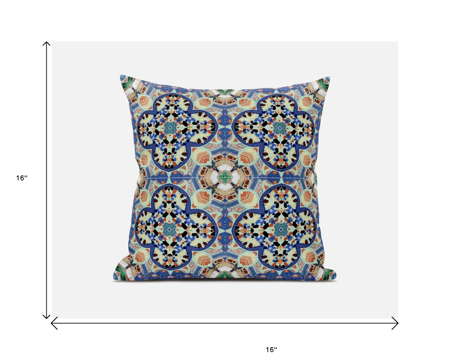 16"X16" Blue And Purple Microsuede Quatrefoil Zippered Pillow